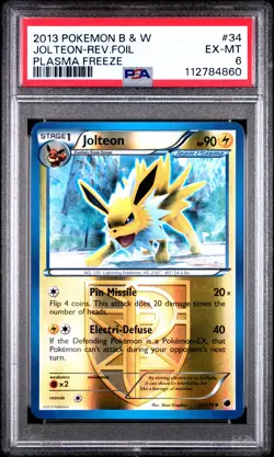 2013 POKEMON PLASMA FREEZE JOLTEON #34 REVERSE FOIL PSA 6 EX #112784860 - Image 1