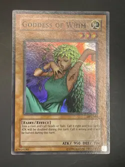 YUGIOH GODDESS OF WHIM SUPER RARE PROMO V. GOOD CONDITION MP1-003 - Image 1