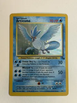 Pokemon TCG Articuno Fossil Holo Unlimited Rare Card 2/62 ❄ - Image 1