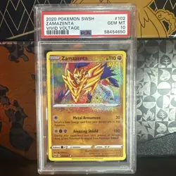2020 POKEMON VIVID VOLTAGE AMAZING RARE ZAMAZENTA 102/185 PSA 10 - Image 1