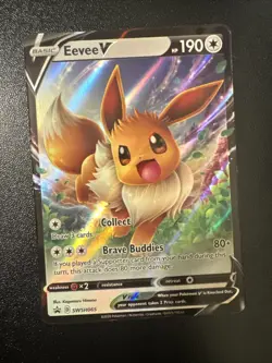 Pokemon Eevee v SWSH065 2020 Black Star Promo Full Art Holor Near Mint NM - Image 1