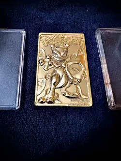1999 Pokemon Mewtwo Metal Card Bar Gold-Plated Burger King Promo w/ Case. - Image 2