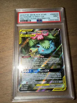 PSA 9 MINT Venusaur & Snivy GX SM229 Tag Team Black Star Promo 2019 Pokemon Card - Image 3