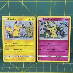 *HD Swirl* Pikachu SM162 Mimikyu SM163 Promo Team Up Blister Pokemon Card - Image 1