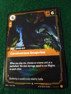 CARNIVOROUS SNAPVINE 149/298 RIFTBOUND LEAGUE OF LEGENDS RARE FOIL ENGLISH CARD - Image 1