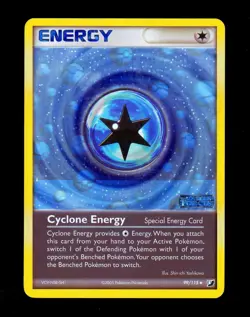 2005 Pokemon CYCLONE ENERGY Ex Unseen Forces REVERSE HOLO Stamped Card 99/115 - Image 1