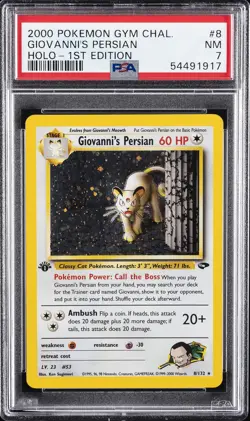 2000 POKEMON GYM CHALLENGE HOLO-1ST ED #8 GIOVANNI'S PERSIAN PSA 7 - Image 1