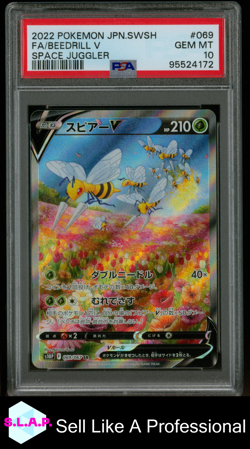 FA/BEEDRILL V POKEMON JAP SWSH SPACE JUGGLER 2022 069 PSA 10 - Image 1