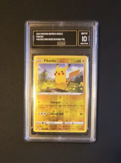 Pokemon TCG Pikachu 049/203 Evolving Skies Reverse Holo Foil Rare - Mint GMA 10 - Image 1