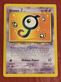Unown J 38 Black Star Promo Wizard of the Coast WOTC Pokemon Card - MP - Image 1