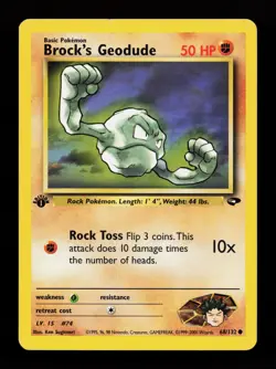 Brock's Geodude 68/132 Common Gym Challenge 1st Edition Pokemon Card - Image 1