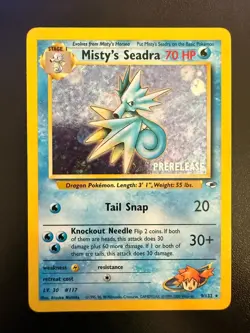 Pokemon TCG Misty's Seadra Prerelease Holo Promo Card 9/132 LP Condition 1999 - Image 1