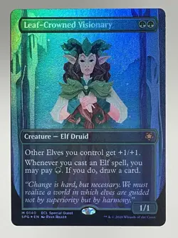Leaf-Crowned Visionary - BORDERLESS FOIL- Special Guests - Lorwyn Eclipsed - MTG - Image 1