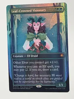 Leaf-Crowned Visionary - BORDERLESS FOIL- Special Guests - Lorwyn Eclipsed - MTG - Image 3