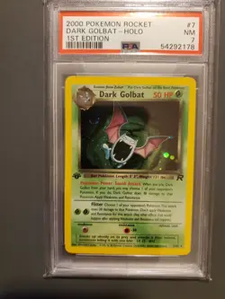 Pokemon 1st Edition Dark Golbat 7/82 Team Rocket Holo PSA 7 - Image 1