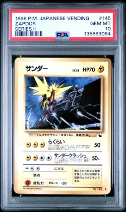 1998 POKEMON JPN VENDING SER II #145 ZAPDOS PSA 10 - Image 1