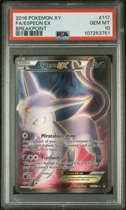 2016 POKEMON XY BREAKPOINT #117 FULL ART/ESPEON EX PSA 10 - Image 1
