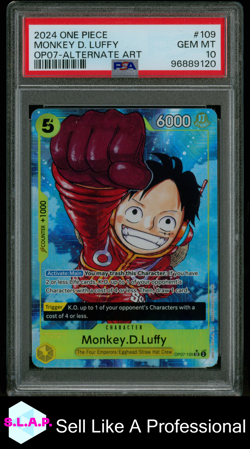 MONKEY D. LUFFY ALT ART ONE PIECE OP07-500 YEARS IN THE FUTURE 2024 109 PSA 10 - Image 1