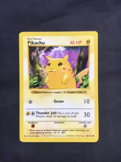 Pokemon Cards: Base Set Shadowless Common: Red Cheek Pikachu 58/102 - Image 1