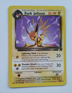 Pokemon Dark Jolteon TCG Team Rocket Card 38/82 Regular Condition - Image 1
