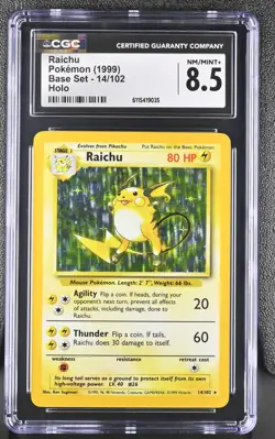 CGC 8.5 Raichu 1999 Base Set 14/102 Holo Pokemon Card - Image 1