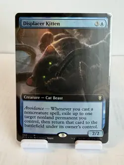 MTG Displacer Kitten Creature Rare Blue Extended Art Foil Baldur's Gate #560 - Image 1