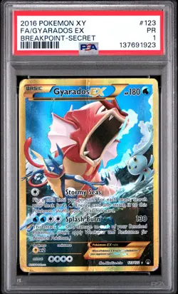 2016 POKEMON XY BREAKPOINT SECRET #123 FULL ART/GYARADOS EX PSA 1 - Image 1
