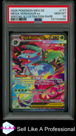 MEGA VENUSAUR EX SPEC ILL RARE POKEMON GER MEG DE-MEGA EVOLUTION 2025 177 PSA 10 - Image 1