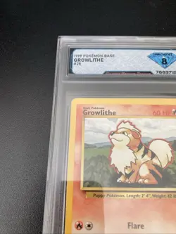 1999 Pokemon Base Set Growthlithe #28 Graded 8 NM/Mint - Image 4