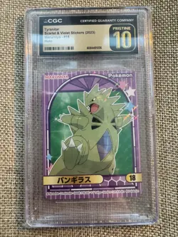 2023 POKEMON SCARLET & VIOLET STICKERS MARUMIYA HOLO TYRANITAR CGC 10 PRISTINE - Image 1
