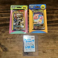 Pokemon TCG Sun & Moon Cosmic Eclipse 2 Booster Packs With 1 Bonus Card - Image 1