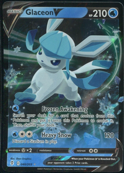 Glaceon V 040/203 Half Art Evolving Skies NM Pokemon Card TCG - Image 1