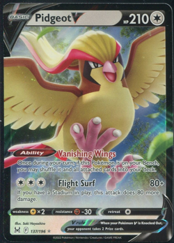 Pidgeot V 137/196 - Ultra Rare Holo - SWSH Lost Origin Pokemon Card NM - Image 1
