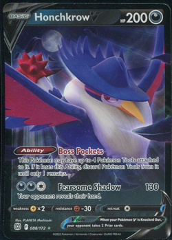 Honchkrow V 088/172 Rare Foil Brilliant Stars Pokemon Cards TCG Near Mint NM - Image 1