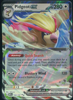 Pidgeot EX 164/197 - Obsidian Flames - Pokemon Card - Near Mint - Image 1