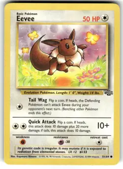 Pokemon Card Eevee 51/64 Jungle Unlimited Vintage NM - Image 1
