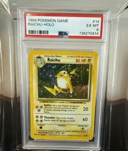 #14 RAICHU 1999 POKEMON BASE SET UNLIMITED -HOLO Rare PSA 6 - Image 1