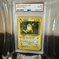 #14 RAICHU 1999 POKEMON BASE SET UNLIMITED -HOLO Rare PSA 6 - Image 2