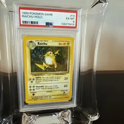 #14 RAICHU 1999 POKEMON BASE SET UNLIMITED -HOLO Rare PSA 6 - Image 3