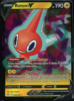 Rotom V 058/196 - Lost Origin - Ultra Rare - Pokemon Card TCG NM OC - Image 1