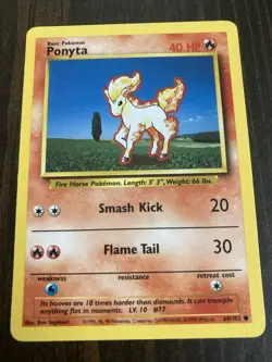 Ponyta 60/102 Base Set Rare Vintage 1999 Pokemon Card - Image 1