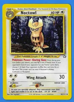 2000 Wizards Pokemon Neo Genesis Unlimited Noctowl 42/111 Non-Holo NM - Image 1