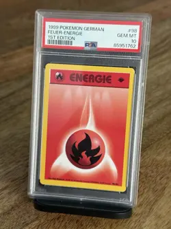 Pokemon Feuer-Energie 98/102 1. Edition Base Set 1999 PSA 10 Deutsch - Image 1