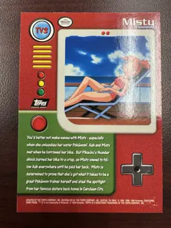 TEXTURED HOLO TV3 Misty 1999 Topps Pokemon TV Animation Holo Foil Black LP - Image 2