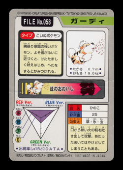 HP - Pokemon Japanese Pocket Monsters Carddass Growlithe File No. 058 - Image 2