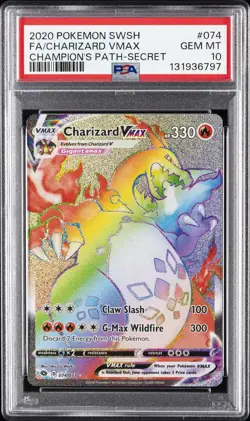 2020 POKEMON SWORD & SHIELD CHAMP'S PATH SECRET FULL ART/CHARIZARD VMAX PSA 10 - Image 1