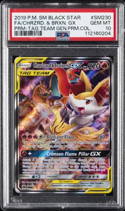 2019 POKEMON SM BLACK STAR PROMO #SM230 FULL ART/CHARIZARD & BRAIXEN GX PSA 10 - Image 1