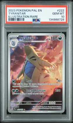 2023 POKEMON PAL EN-PALDEA EVOLVED ILLUSTRATION RARE #222 TYRANITAR PSA 10 - Image 1