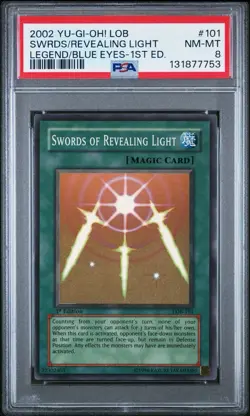 2002 Yu-Gi-Oh! Swords Of Reveal Light Legend of Blue Eyes LOB 1st Ed Super PSA 8 - Image 1