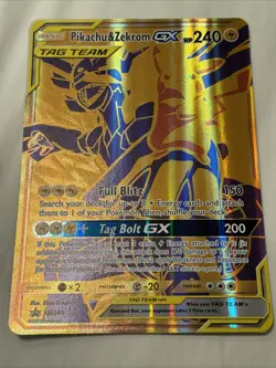 JUMBO Oversized Pikachu & Zekrom GX Tag Team Gold Promo SM248 Pokemon NM - Image 1